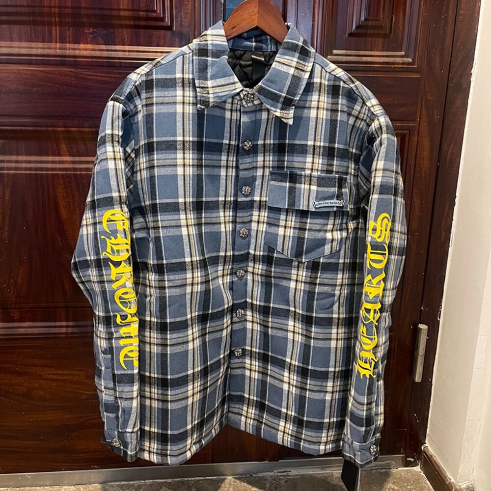 Chrome Hearts Printed-Sleeve Lined Plaid Jacket